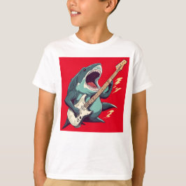 Camiseta Camisa-T da Criança Unisex de Rocking Megalodon