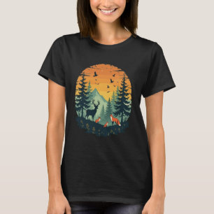 Camiseta Camisa-T da Floresta Vintage da Natureza das Árvor