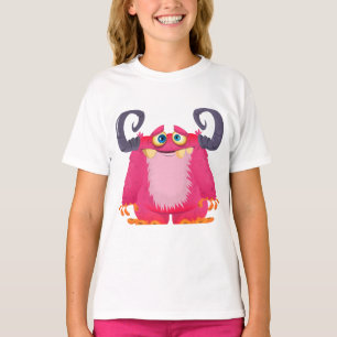 Camiseta Camisa-T da Garota do Monstro Rosa