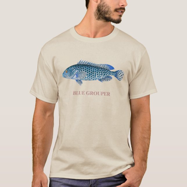 Camiseta Camisa-T da Ilustração de Peixes Azuis (Frente)