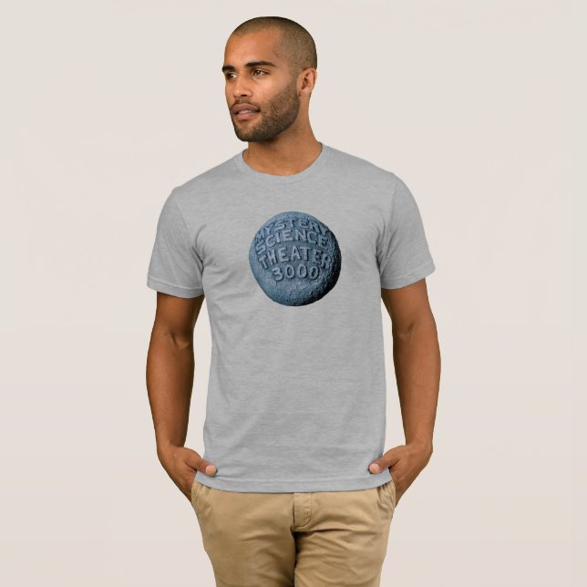 Camiseta Camisa-T da Lua MST3K (Cinza de Heather) (Frente Completa)