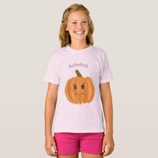 Camiseta Camisa-T da menina da abóbora-branca