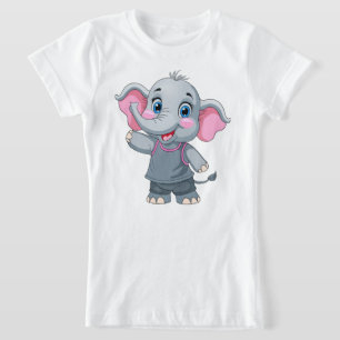 Camiseta Camisa-T da Menina de Elefante