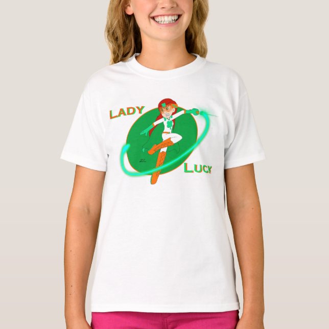 Camiseta Camisa-T da menina Lady Luck (Frente)