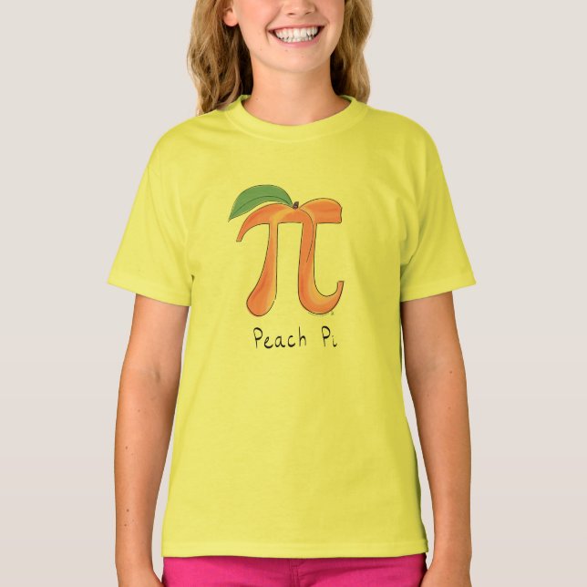 Camiseta Camisa-T da Menina Peach Pi Cute Math Pi Day (Frente)