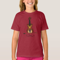 Camisa-T da Menina Violin Owl