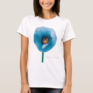 Camiseta Camisa-T da Mulher Azul-Himalaia Flor Azul