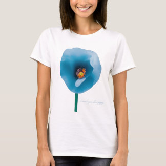 Camiseta Camisa-T da Mulher Azul-Himalaia Flor Azul