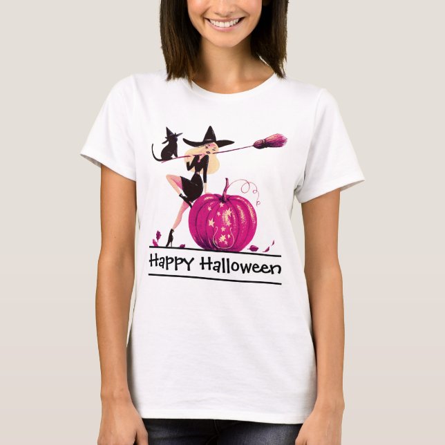 Camiseta Camisa-T da Mulher da Bruxa do Sassy Halloween (Frente)