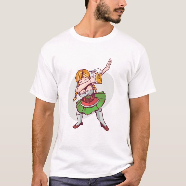 Camiseta Camisa-T da Mulher Dançante de Oktoberfest (Frente)