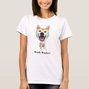 Camiseta Camisa-T da Mulher do Cachorro Shiba Inu Engraçada