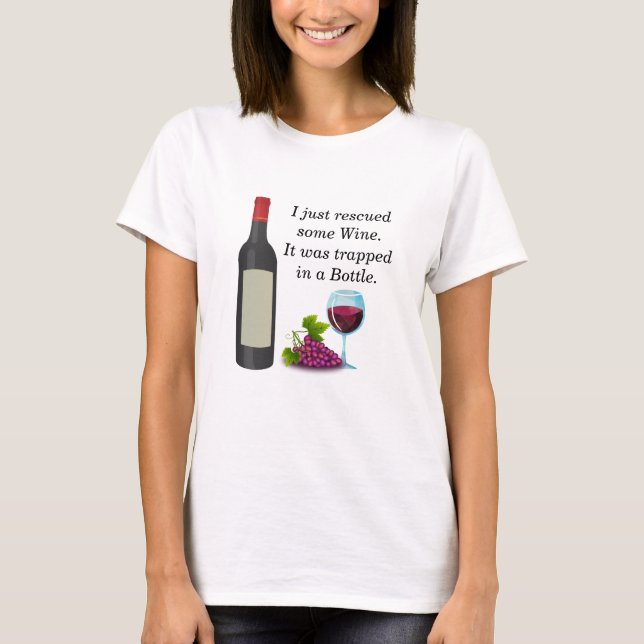 Camiseta Camisa-T da Mulher do Vinho Divertido (Frente)