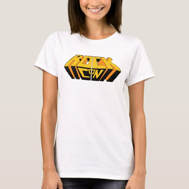 Camiseta Camisa-T da Mulher Rock-Con (Frente)