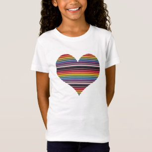 Camiseta Camisa-T da Rainbow Ribbon Cable Heart Girl