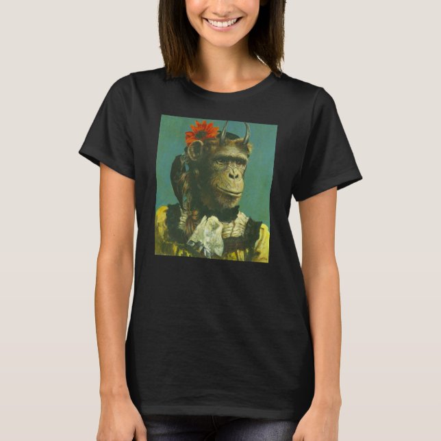 Camiseta Camisa-T das Damas de Macaco (Frente)