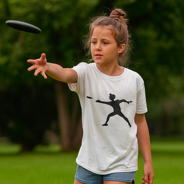 Camiseta Camisa-T das Garotas Silhueta Frisbee (Criador carregado)