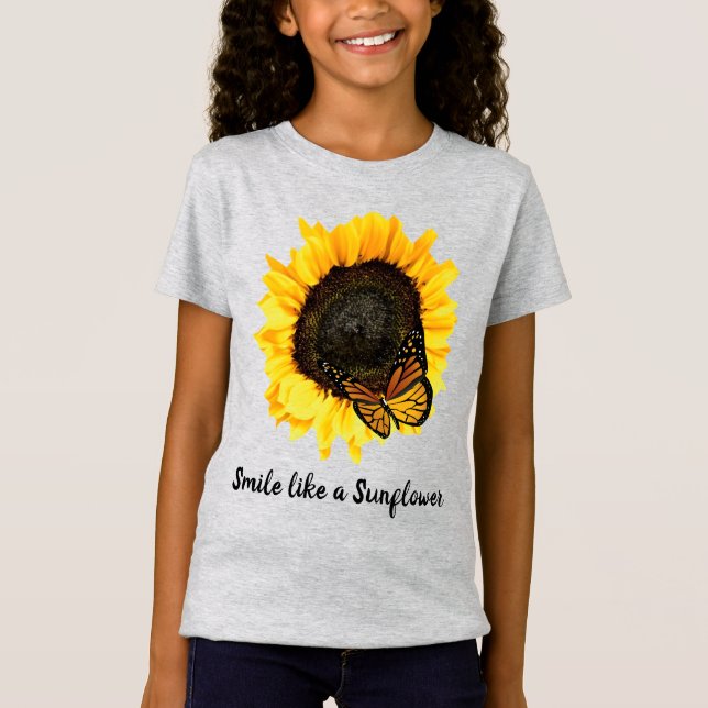 Camiseta Camisa-T das Girinas de Flor Amarelo Sunflower (Frente)