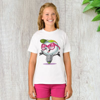 Camisa-T das Meninas Lâmpadas de Cartoon
