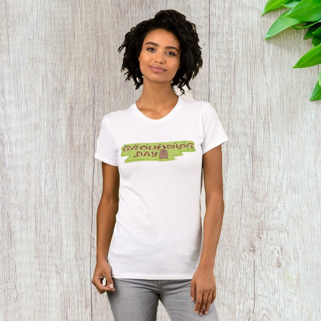 Camiseta Camisa-T das mulheres do Groundhog (Criador carregado)