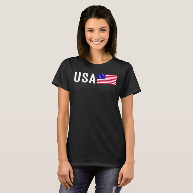 Camiseta Camisa-T das Mulheres do Orgulho dos EUA (Frente Completa)