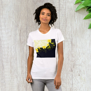 Camiseta Camisa-T das mulheres florres amarelas