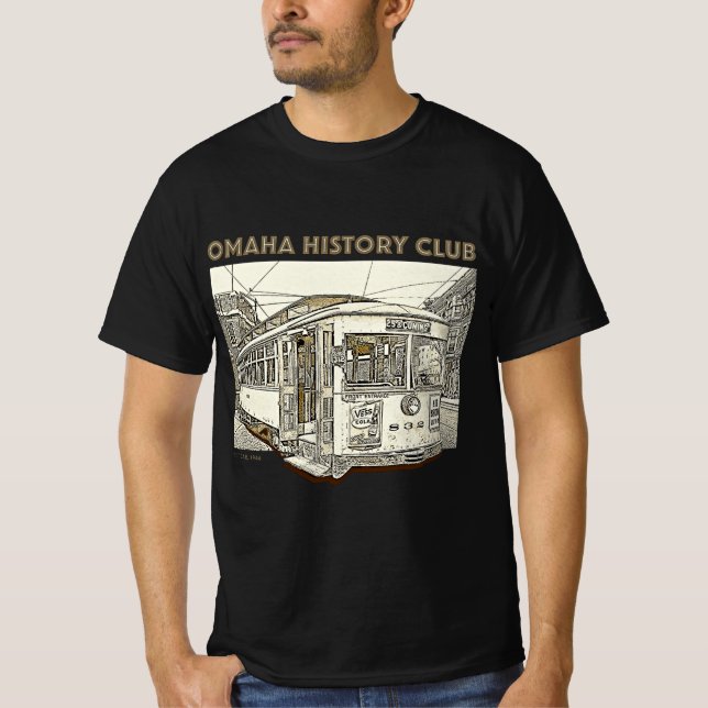 Camiseta Camisa-T de Adultos do Clube de História de Omaha (Frente)