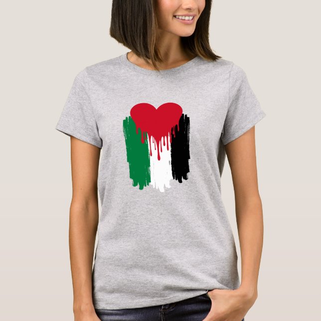 Camiseta Camisa-T de bandeira palestina com gotejamento (Frente)