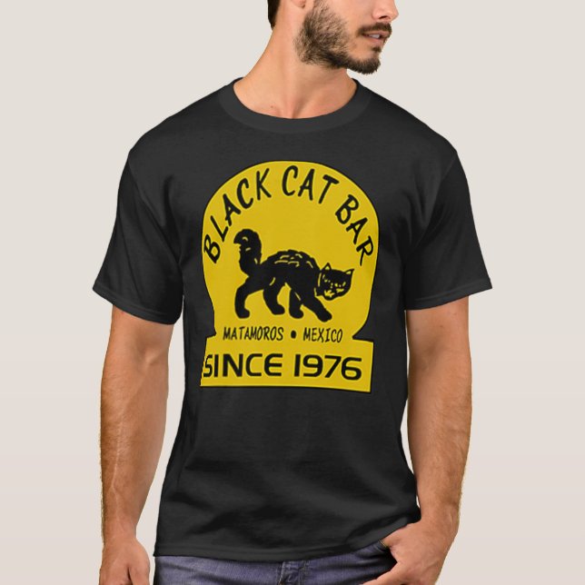 Camiseta Camisa-T de Bar de Gato Negro (Frente)