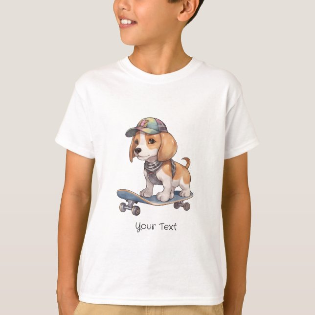 Camiseta Camisa-T de Beagle Boy da Aquarela (Frente)