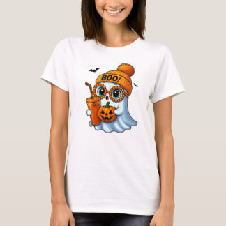 Camiseta Camisa-T de Boo Fantasma do Feliz Halloween