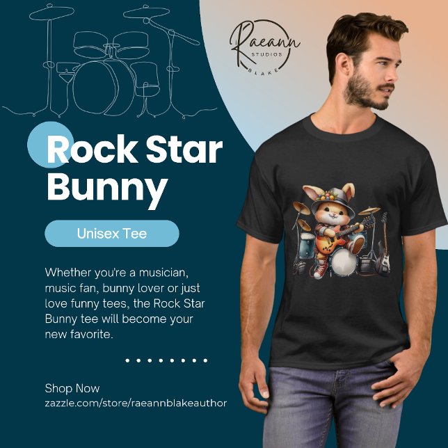 Camiseta Camisa-T de Bunny Unisex Rockstar (Criador carregado)