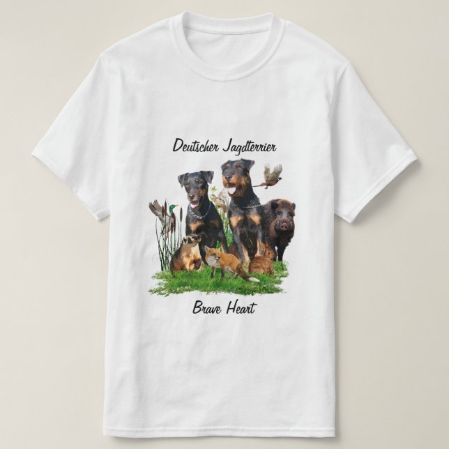 Camiseta Camisa-T de Caça Alemã (Jagdterrier) (Frente do Design)