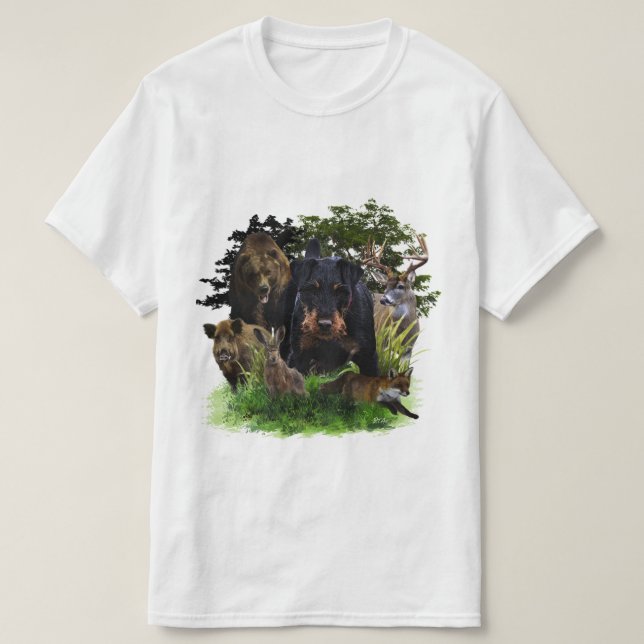 Camiseta Camisa-T de Caça Alemã (Jagdterrier) (Frente do Design)