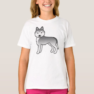 Camiseta Camisa-T De Cão Cachorro De Silver Siberian Husky
