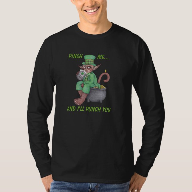 Camiseta Camisa-T de Capa longa do Monkey Gnomo Leprechaun (Frente)