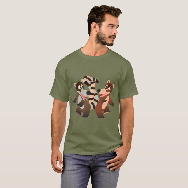 Camiseta Camisa-T de Cartoon Dançante Bonita Coatimundis (Frente Completa)