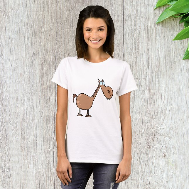 Camiseta Camisa-T de Cartoon Horse Mulheres (Criador carregado)