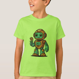 Camiseta Camisa-T de Cartoon Robô Amiga