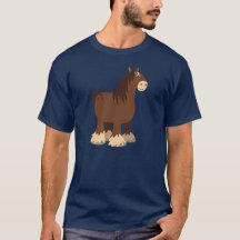 Camisa-T de Cavalo de Cartoon Silenciosa e Bonita