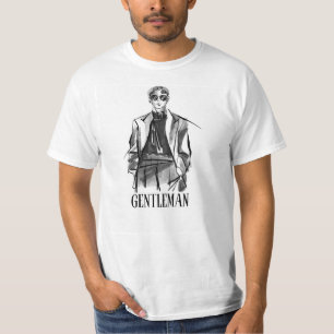 Camiseta Camisa-T de Cavalo de Pincel Preto Branco Ilustrad