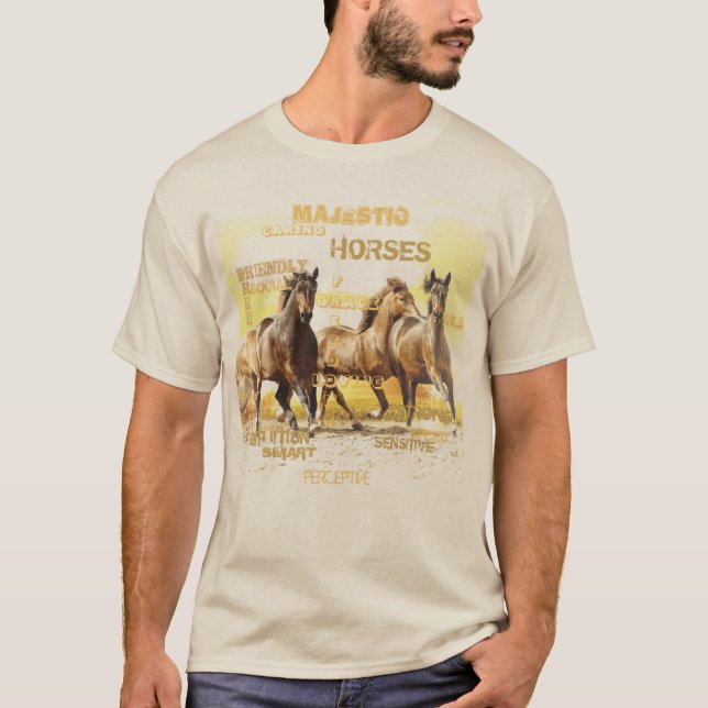 Camiseta Camisa-T de Cavalos Majestosos (Frente)