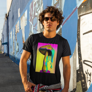 Camiseta Camisa-T De Cogumelo De Derretimento Psicodélico T