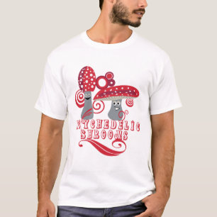 Camiseta Camisa-T de Cogumelos Retro Groovy