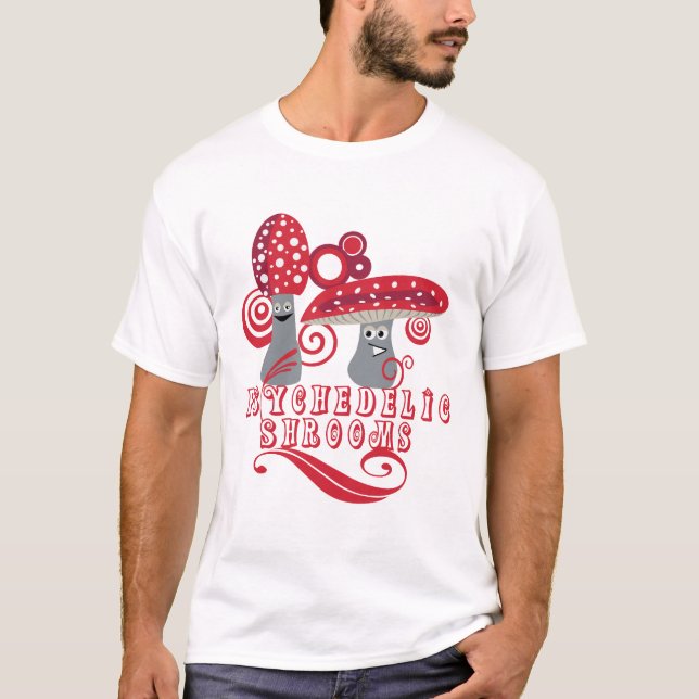 Camiseta Camisa-T de Cogumelos Retro Groovy (Frente)