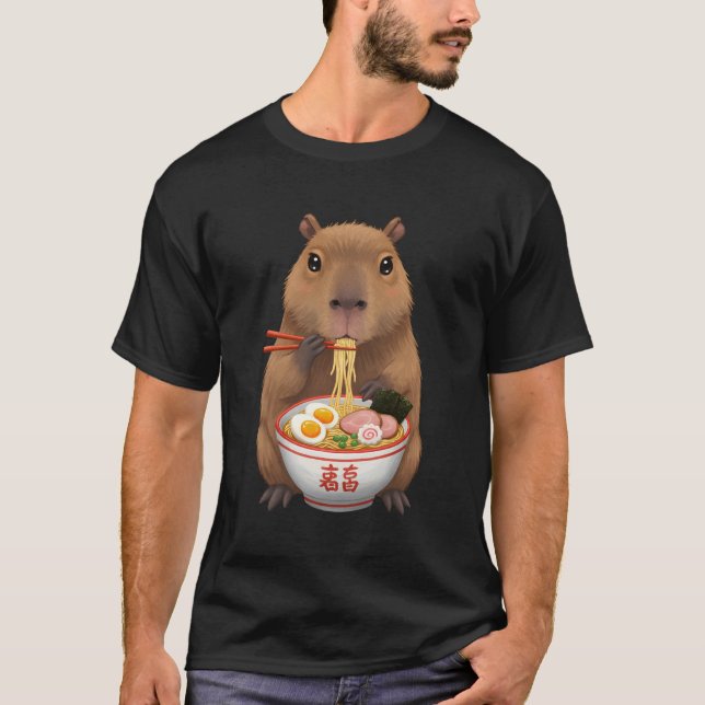 Camiseta Camisa-T de Comida Ramen de Capybara Cute (Frente)