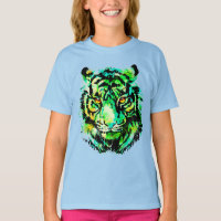 Camisa-T De Crianças De Tigre Verde - Desenho De T