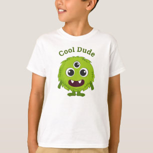 Camiseta Camisa-T de Crianças Legal do Monstro Verde