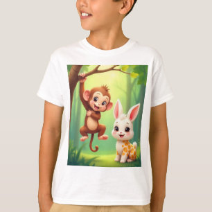Camiseta Camisa-T De Crianças Macacos Reproduzíveis