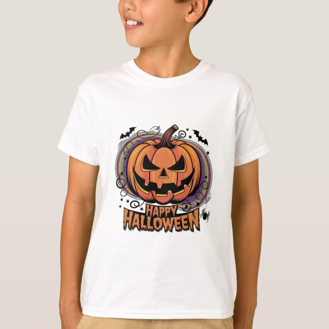 Camiseta Camisa-T de Dia das Bruxas de Pumpkin Spooky (Frente)