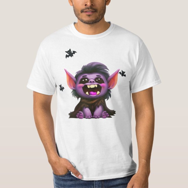 Camiseta Camisa-T de Dia das Bruxas de Troll Bonito e Louco (Frente)